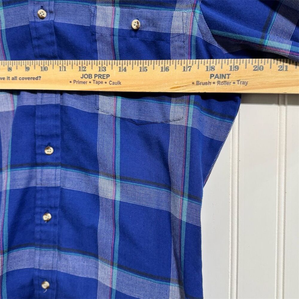 VTG Arnie Arnold Palmer S Plaid Button Down Shirt Blue Preppy Academia Umbrella - Picture 3 of 8